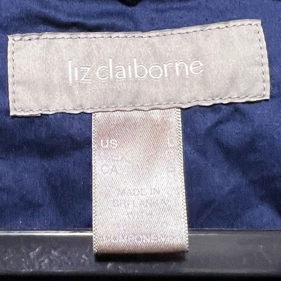 Liz Claiborne Women's Button Front Top Blouse Round Neck‎ Navy Blue Size Large - Picture 4 of 4